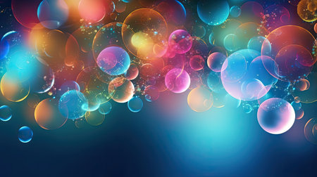abstract background with colorful bubbles and bokeh lights, illustrationの素材