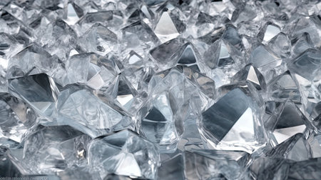abstract background of crumpled pieces of transparent ice close upの素材