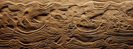 Ancient stone carving, close-up. Texture of stone. Abstract background.の素材
