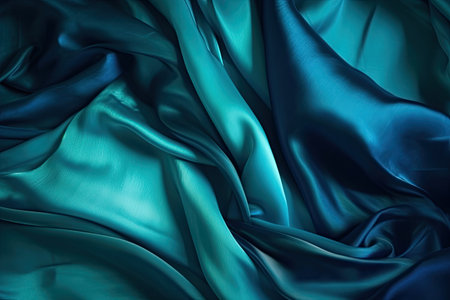 Abstract background of blue silk or satin. 3d render illustrationの素材