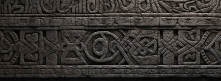 Ancient egyptian hieroglyphs carved on stone. 3d renderingの素材