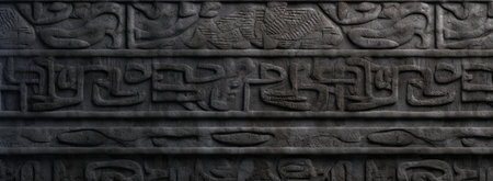 Egyptian hieroglyphs carved in stone. 3d renderingの素材