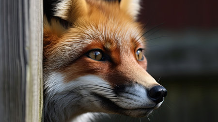 Close-up portrait of a red fox, Vulpes vulpesの素材