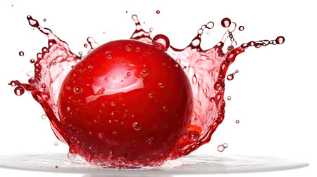 Cherry in water splash, isolated on white background. 3d rendering.の素材