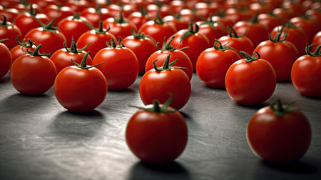 Tomatoes on a wooden table. Close up. Toned.の素材