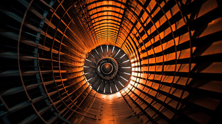 Spiral stairs in the tunnel. 3d render image.の素材
