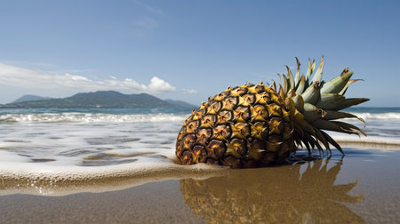 Pineapple on the beach in Rio de Janeiro, Brazil.の素材