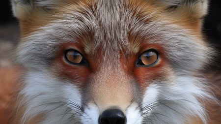 Close up of a red fox ( Vulpes vulpes) faceの素材