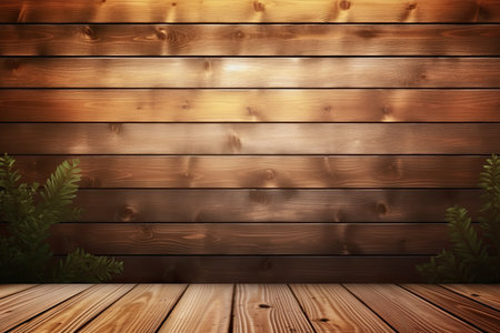Wooden planks with green plants. Vector background. Eps 10の素材