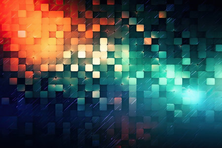 abstract background with colorful squares and lights, computer generated abstract backgroundの素材