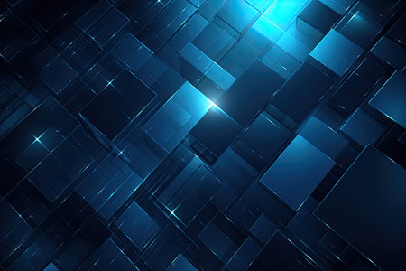 Abstract blue background with glowing squares. Vector illustration. Eps 10.の素材