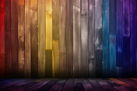 Colorful wooden wall and floor as background. Wooden wall and floor as background.の素材