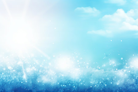 Sky snow winter landscape background bokeh sun light vector illustration.の素材