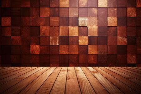 Wooden floor and wall background with wooden planks. 3d renderの素材