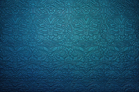 Blue background with decorative pattern. 3d rendering, 3d illustration.の素材