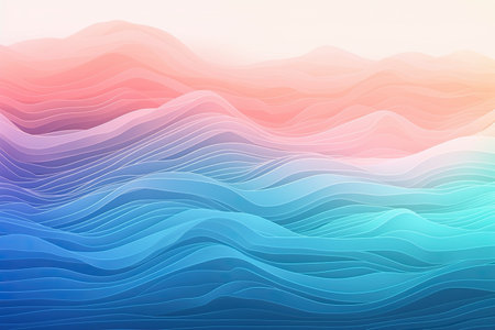 Abstract wavy background. Blue and pink colors. Vector illustration.の素材