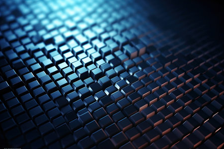 abstract blue background with some cubic elements in it (3d render)の素材