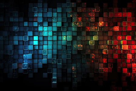 Abstract technology background with squares. 3d rendering, 3d illustration.の素材