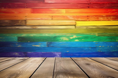 Wooden background with multicolored wooden boards. Vintage style.の素材