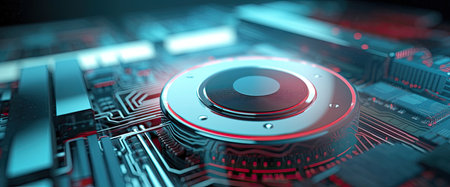 Circuit board close-up. 3d rendering, 3d illustrationの素材