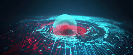 3d illustration of abstract digital hologram sphere, concept of artificial intelligenceの素材