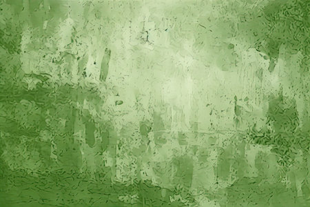 abstract green background texture with grunge brush strokes and paint spotsの素材