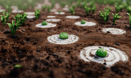 Green seedlings in the soil. Conceptual image. 3d renderの素材