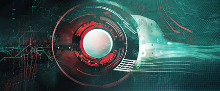 Futuristic technology interface in cyberspace. 3D renderingの素材