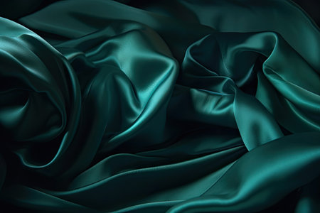 Smooth elegant green silk or satin texture can use as backgroundの素材