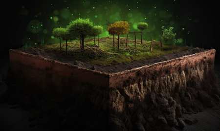Conceptual image of green planet with trees growing out of itの素材