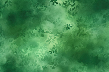 Green watercolor background with leaves. Watercolor background for your design.の素材