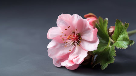 Peach blossom on a dark background. Pink flowers on a dark background.の素材