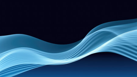 abstract blue background with smooth wavy lines. Vector illustration.の素材