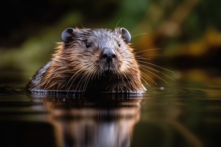 European otter (Lutra lutra) swimming in the waterの素材