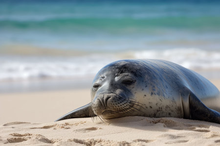 seal on the beach, antigua, australiaの素材