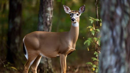 Whitetail Deer (Odocoileus virginianus) in the forestの素材