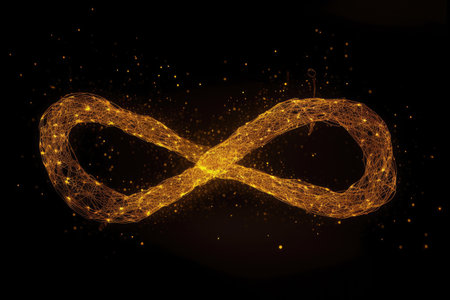 Glowing infinity symbol on a dark background. 3d rendering.の素材