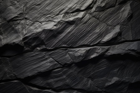 Black crumpled paper texture background. Close up of black crumpled paper.の素材