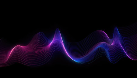 Abstract background with a dynamic wave. Vector illustration. The concept of music and sound.の素材