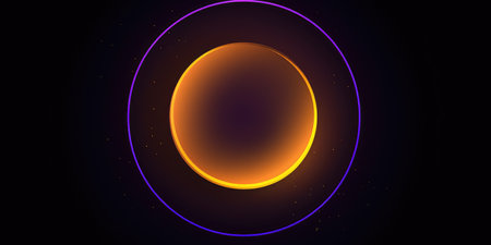 Abstract background with circle and neon lights. Vector illustration. Futuristic technology style.の素材