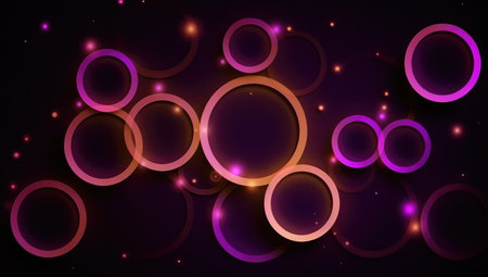 Abstract background with glowing neon circles. Vector illustration. Eps 10.の素材