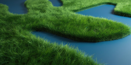 Green grass in the shape of a cross. 3d rendering.の素材