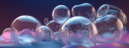 Bubbles in water. 3d rendering, 3d illustration.の素材