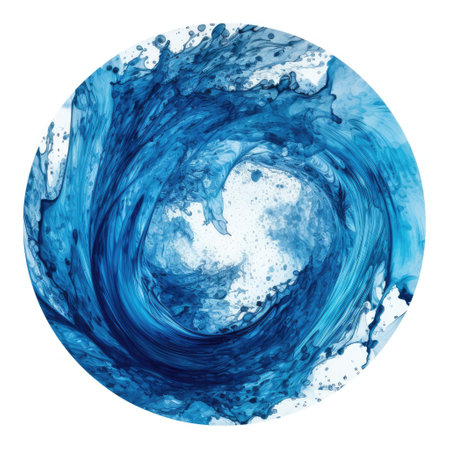 Abstract blue watercolor circle on white background. Watercolor illustration.の素材