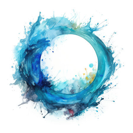 Watercolor circle frame with space for your text. Vector illustration.の素材