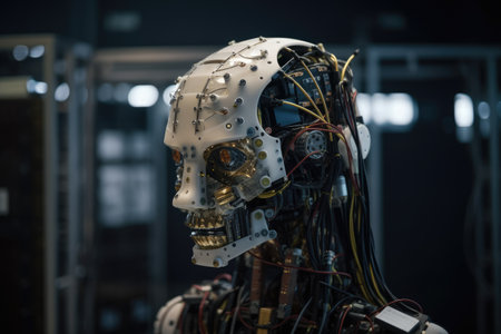 Artificial intelligence robot in a science fiction laboratory. Future technology concept.の素材