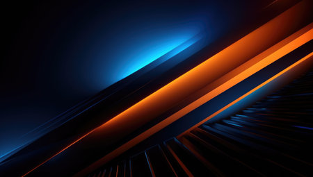Abstract blue and orange lines on a dark background. Vector illustration.の素材