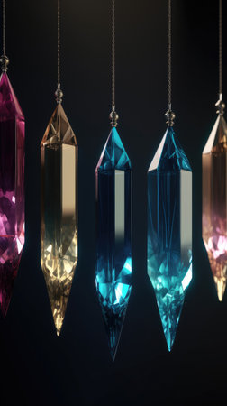 Beautiful crystal gems on a black background. 3d rendering.の素材