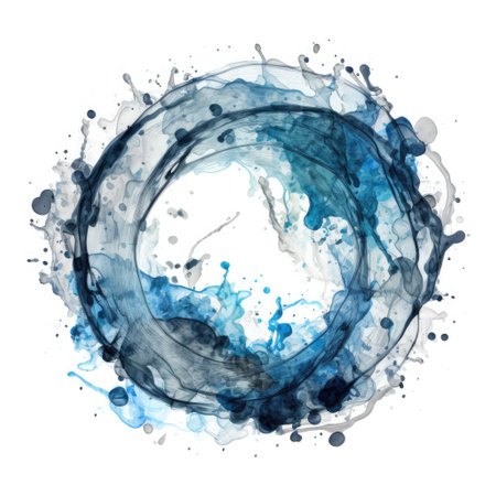 Abstract blue watercolor splash on white background. Ink blot. Vector illustration.の素材