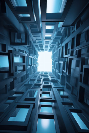 3d rendering of abstract geometric shapes in virtual space. Futuristic backgroundの素材